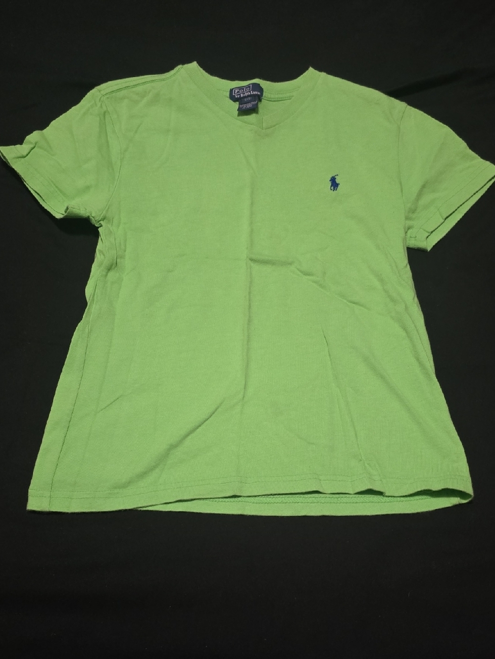 Polo by Ralph Lauren Lime Green V-Neck Tee with Navy Label